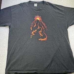 Vintage‎ Volcano Eruption Graphic T-Shirt Lizards Black 3X USA Made